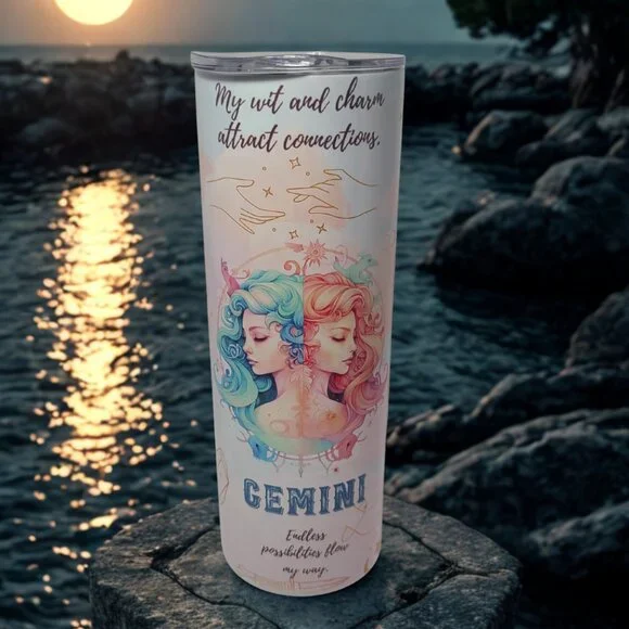 Witchy Gemini Tumbler – Mystical Zodiac 20 oz | Moon Magic Vibes - Picture 1 of 13